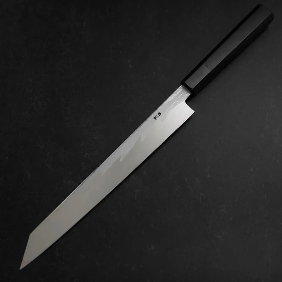 Yanagi Kiritsuke Blue Steel #1 Suminagashi Büffelhorn und Ebenholz Griff mit Scheide 270mm - Image 2
