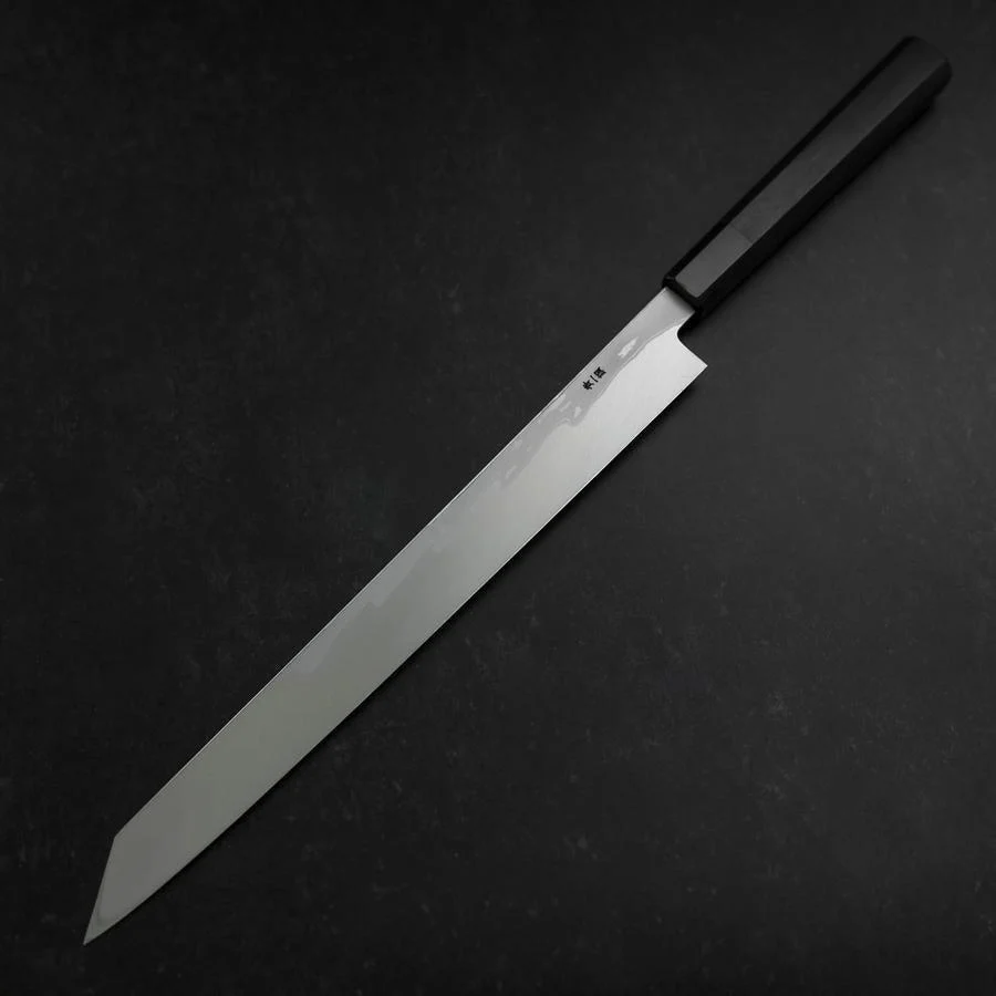 Yanagi Kiritsuke Blue Steel #1 Suminagashi Büffelhorn und Ebenholz Griff mit Scheide 330mm - Image 2