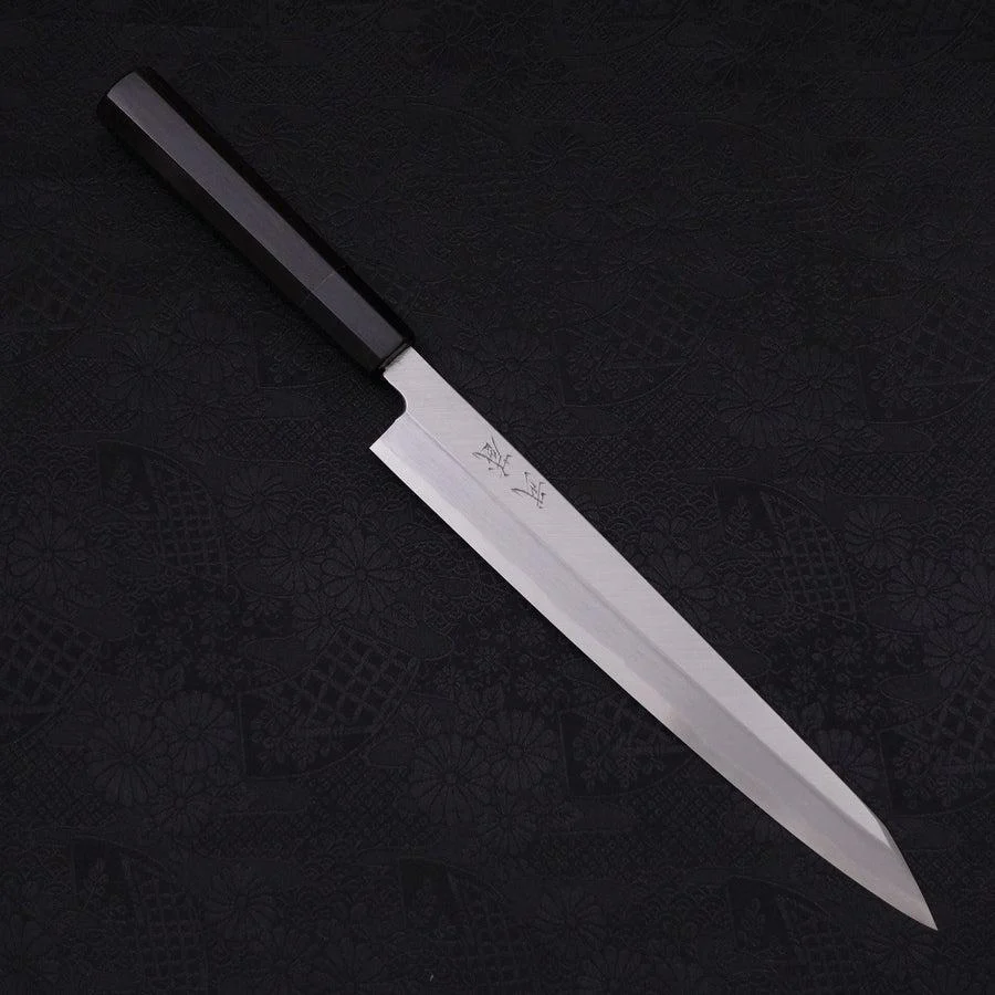 Yanagi Kiritsuke Blue Steel #2 Kasumi Büffelhorn und Ebenholz Griff 240mm