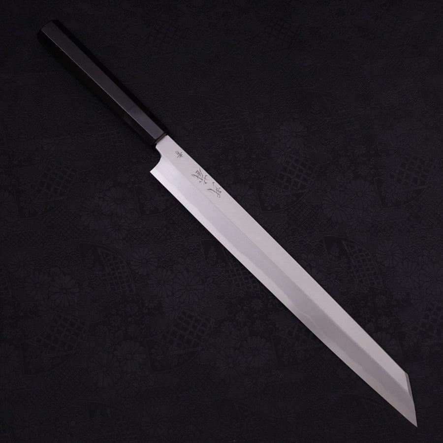 Yanagi Kiritsuke Blue Steel #2 Kasumi Büffelhorn und Ebenholz Griff 300mm