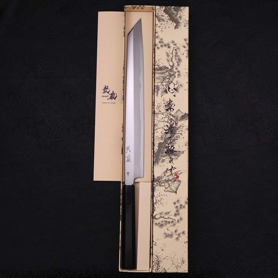 Yanagi Kiritsuke Blue Steel #2 Kasumi Büffelhorn und Ebenholz Griff 300mm - Image 8