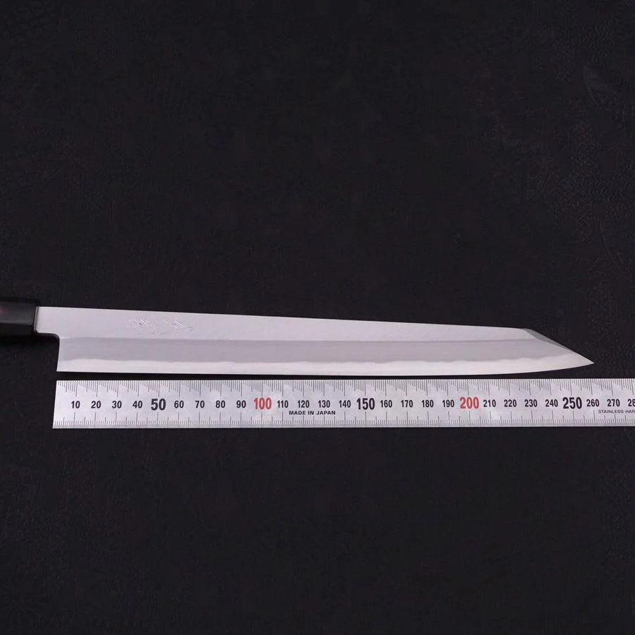 Yanagi Kiritsuke Blue Steel #2 Kasumi Büffelhorn und Magnolienholz Griff 270mm - Image 7