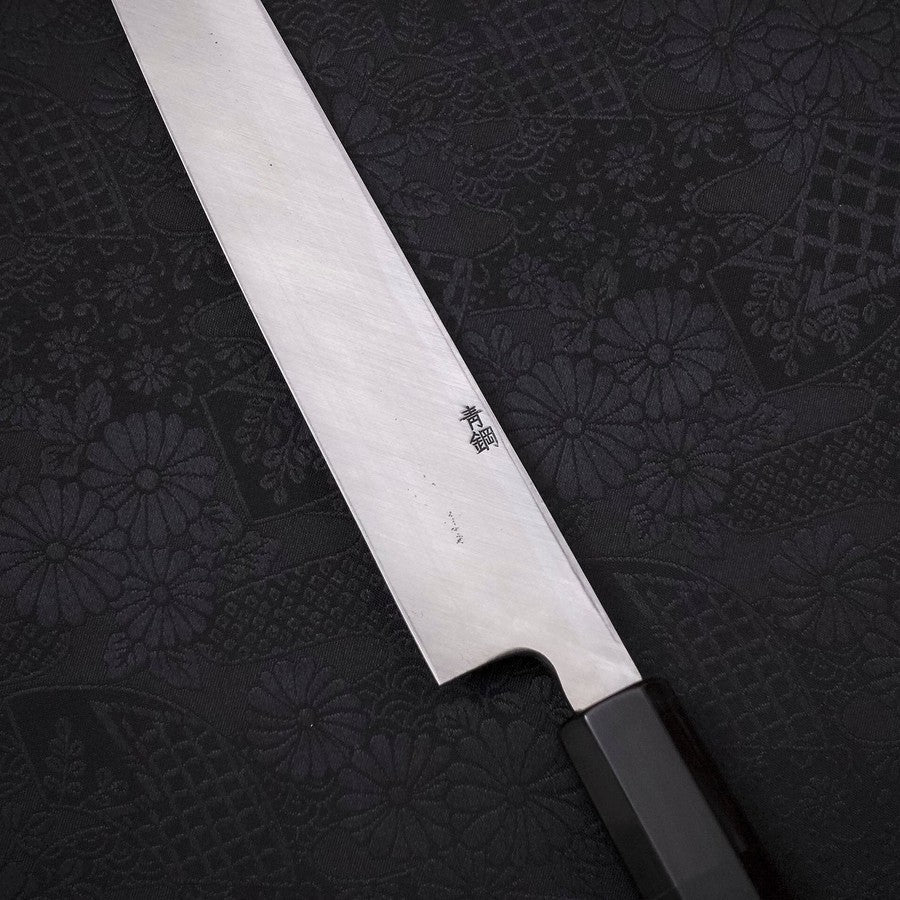 Yanagi Kiritsuke Blue Steel #2 Kurouchi Büffelhorn und Ebenholz Griff 240mm - Image 3