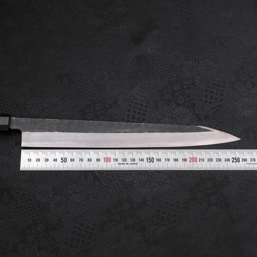 Yanagi Kiritsuke Blue Steel #2 Kurouchi Büffelhorn und Ebenholz Griff 270mm - Image 7