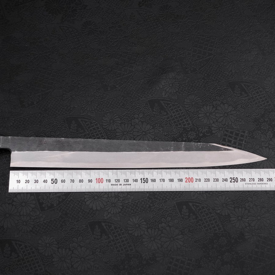 Yanagi Kiritsuke Blue Steel #2 Kurouchi Büffelhorn und Ebenholz Griff 300mm - Image 7