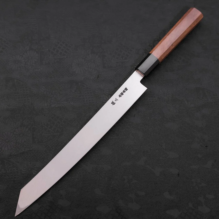 Yanagi Kiritsuke Silver Steel #3 Damast Kagami Büffelhorn und Walnussholz Griff 270mm - Image 2