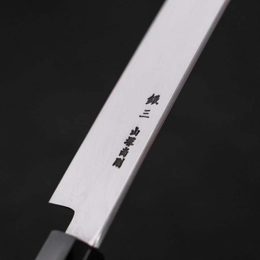 Yanagi Kiritsuke Silver Steel #3 Damast Kagami Büffelhorn und Walnussholz Griff 270mm - Image 3