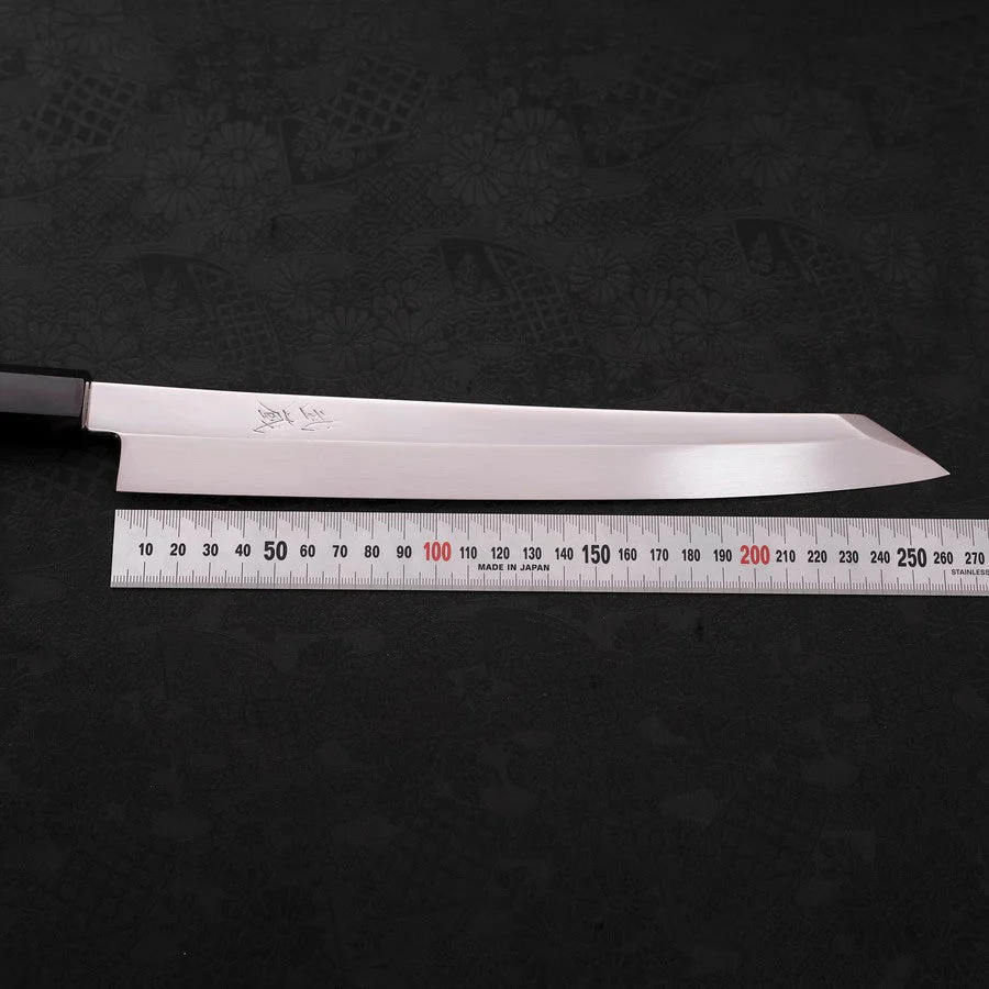 Yanagi Kiritsuke Silver Steel #3 Honyaki Kagami Büffelhorn und Wenge Griff 270mm - Image 7