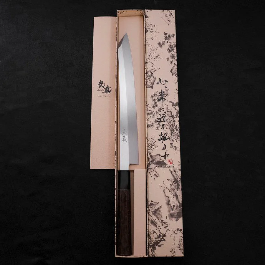 Yanagi Kiritsuke Silver Steel #3 Honyaki Kagami Büffelhorn und Wenge Griff 270mm - Image 8
