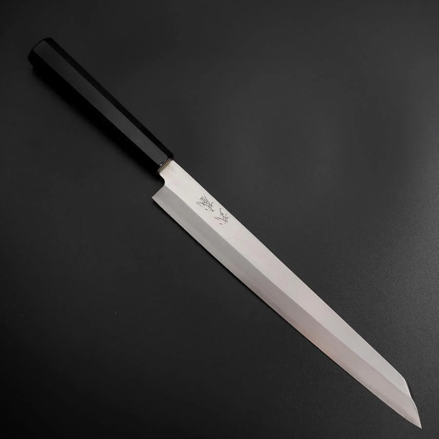 Yanagi Kiritsuke Silver Steel #3 Kasumi Büffelhorn und Ebenholz Griff 260mm