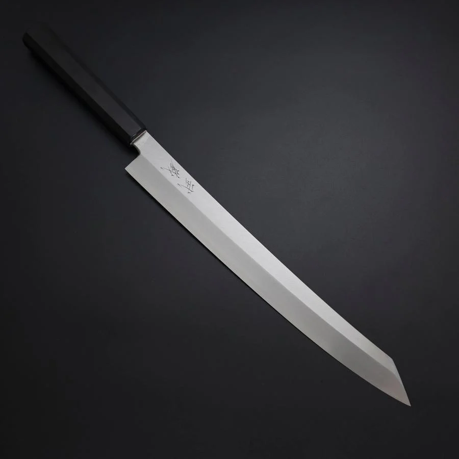 Yanagi Kiritsuke Silver Steel #3 Kasumi Büffelhorn und Ebenholz Griff 300mm