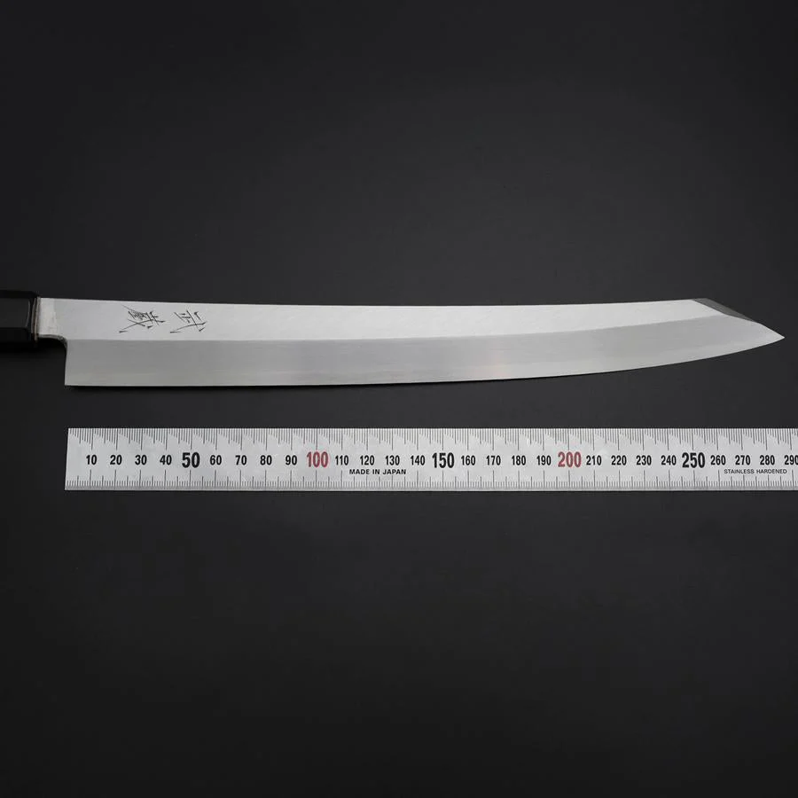 Yanagi Kiritsuke Silver Steel #3 Kasumi Büffelhorn und Ebenholz Griff 300mm - Image 7