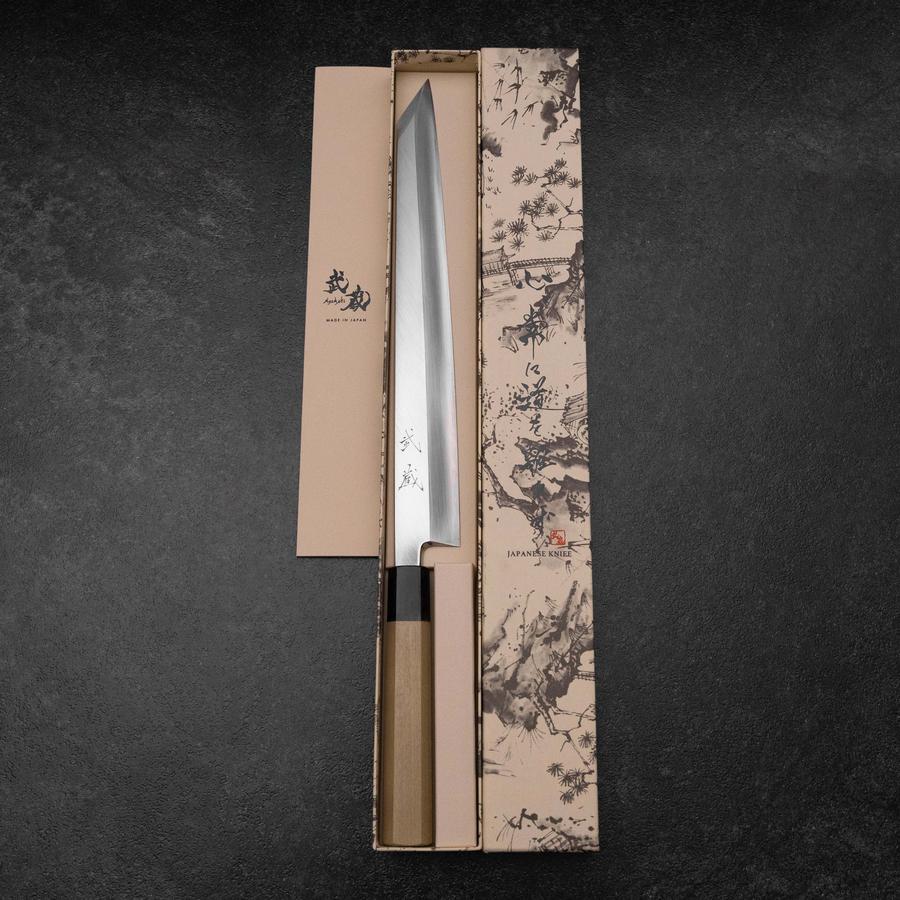 Yanagi Kiritsuke Silver Steel #3 Kasumi Büffelhorn und Magnolienholz Griff 300mm - Image 8