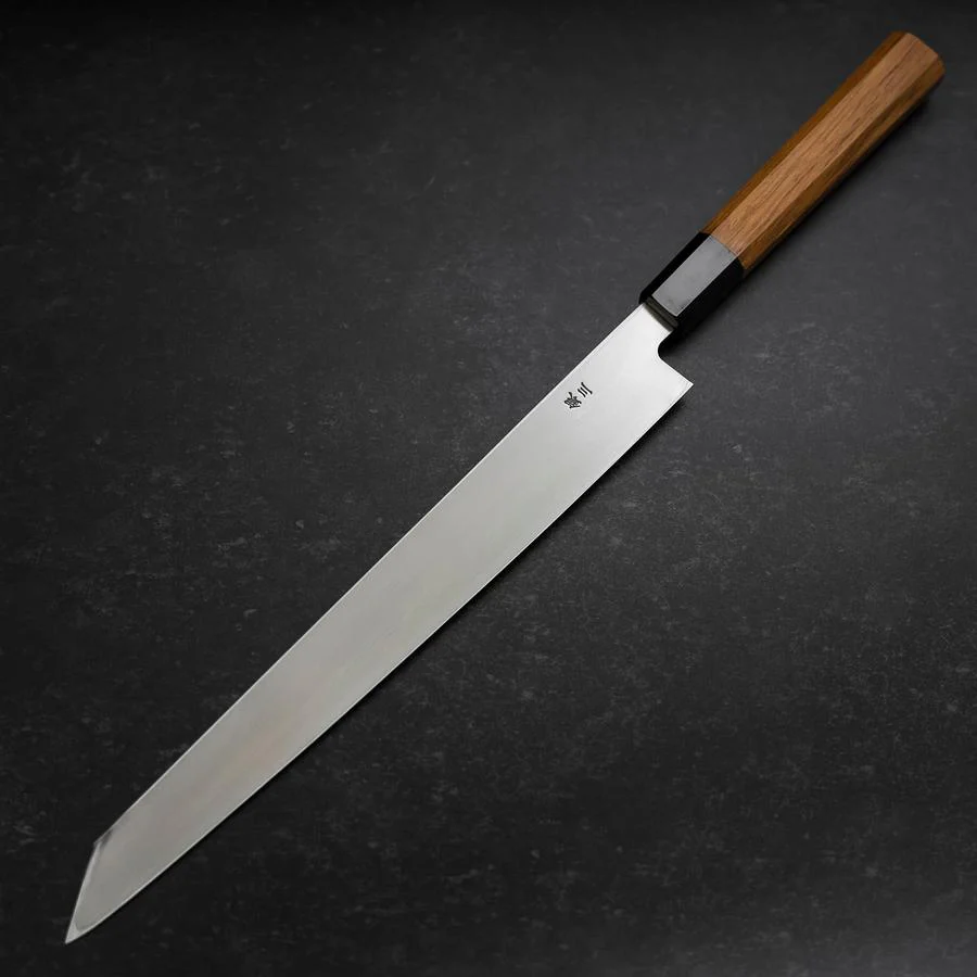 Yanagi Kiritsuke Silver Steel #3 Kasumi Büffelhorn und Teakholz Griff 300mm - Image 2