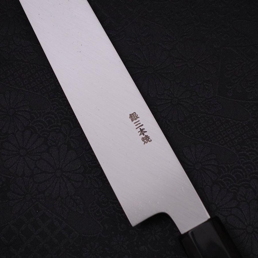 Yanagi Kiritsuke Sliver Steel #3 Honyaki Kagami Büffelhorn und Ebenholz Griff 270mm - Image 3