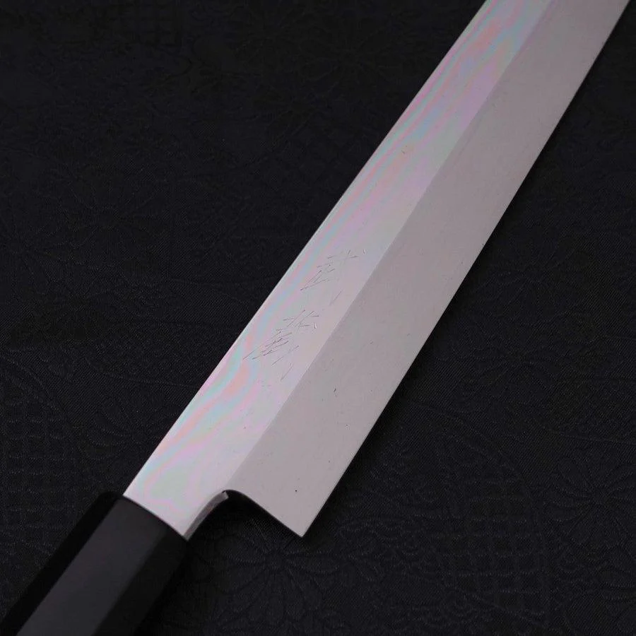 Yanagi Kiritsuke Sliver Steel #3 Honyaki Kagami Büffelhorn und Ebenholz Griff 270mm - Image 6