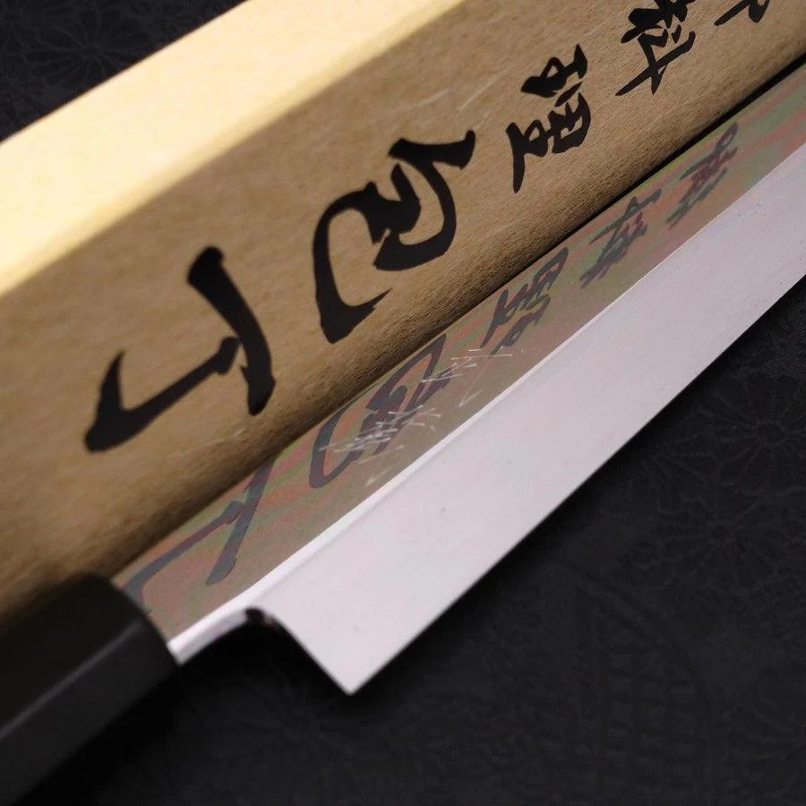 Yanagi Kiritsuke Sliver Steel #3 Honyaki Kagami Büffelhorn und Ebenholz Griff 270mm - Image 7
