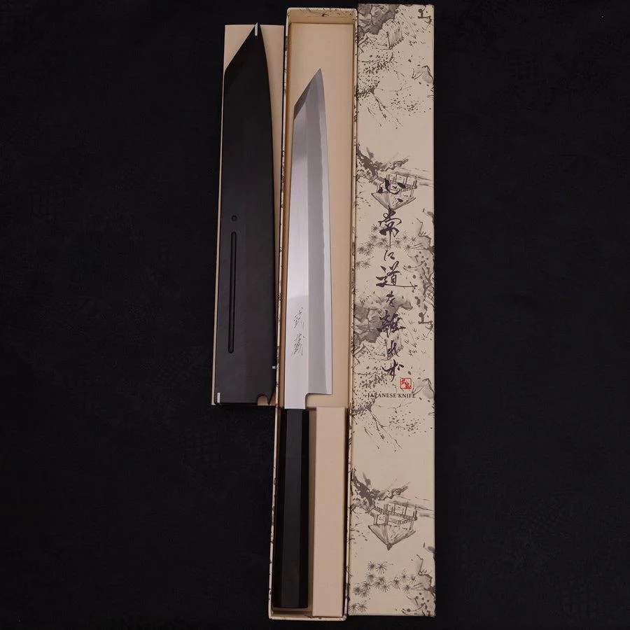 Yanagi Kiritsuke Silver Steel #3 Kagami Büffelhorn und Ebenholz Griff 270mm - Image 12
