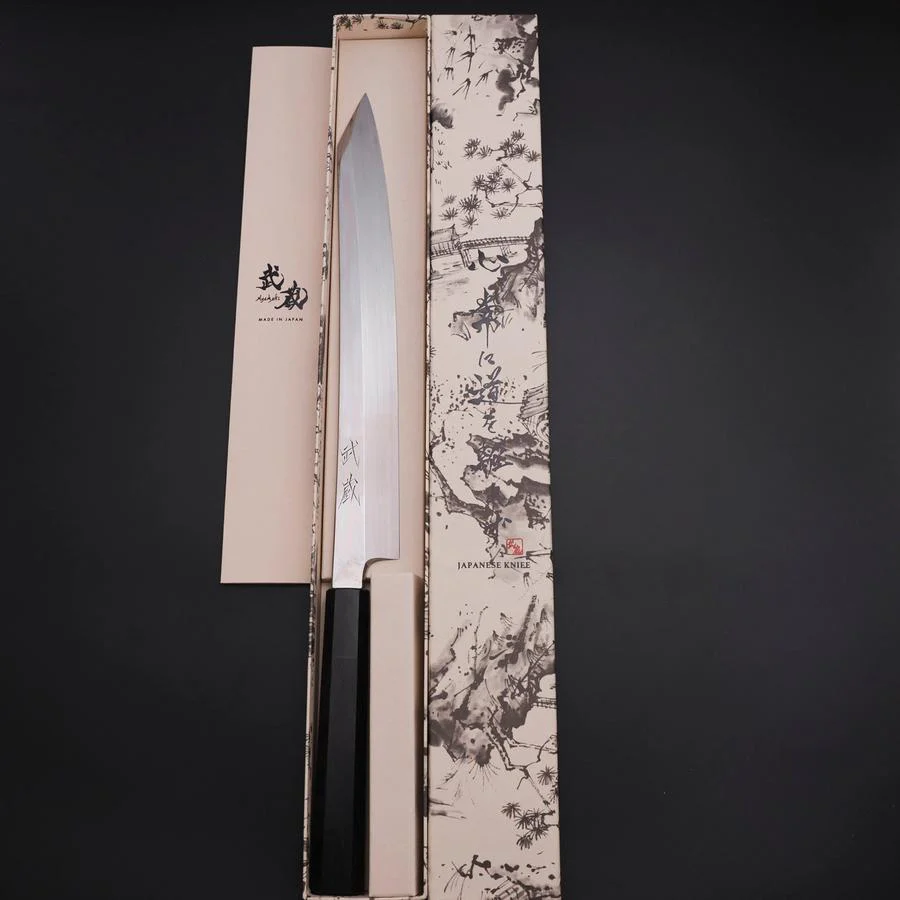 Yanagi Kiritsuke VG-10 Kagami Büffelhorn und Ebenholz Griff 270mm - Image 8