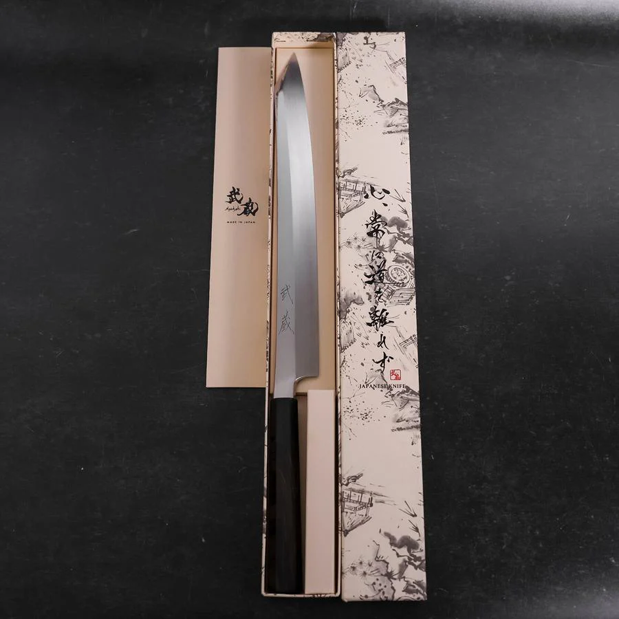 Yanagi Kiritsuke VG-10 Kagami Büffelhorn und Ebenholz Griff 300mm - Image 8