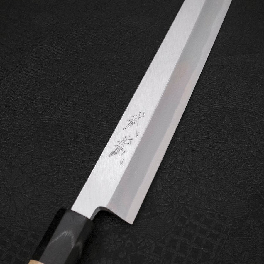 Yanagi Kiritsuke White Steel #2 Kasumi Büffelhorn und Magnolienholz Griff 240mm - Image 3