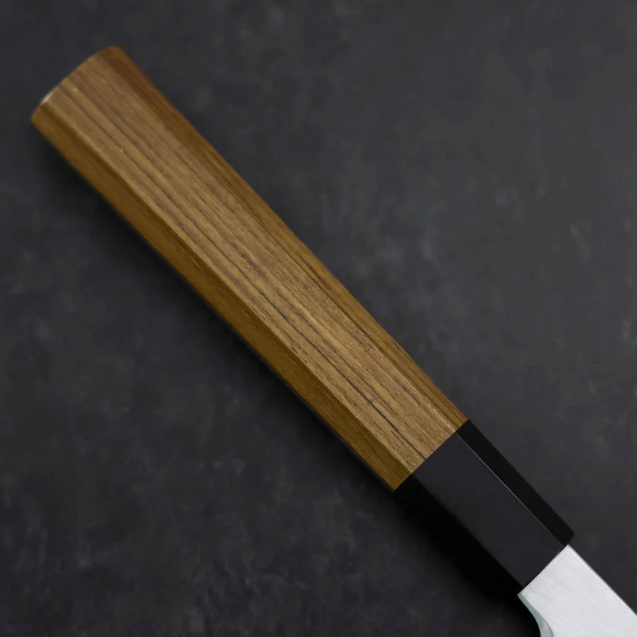 Yanagi Kiritsuke White Steel #2 Kasumi Büffelhorn und Teakholz Griff 300mm - Image 6
