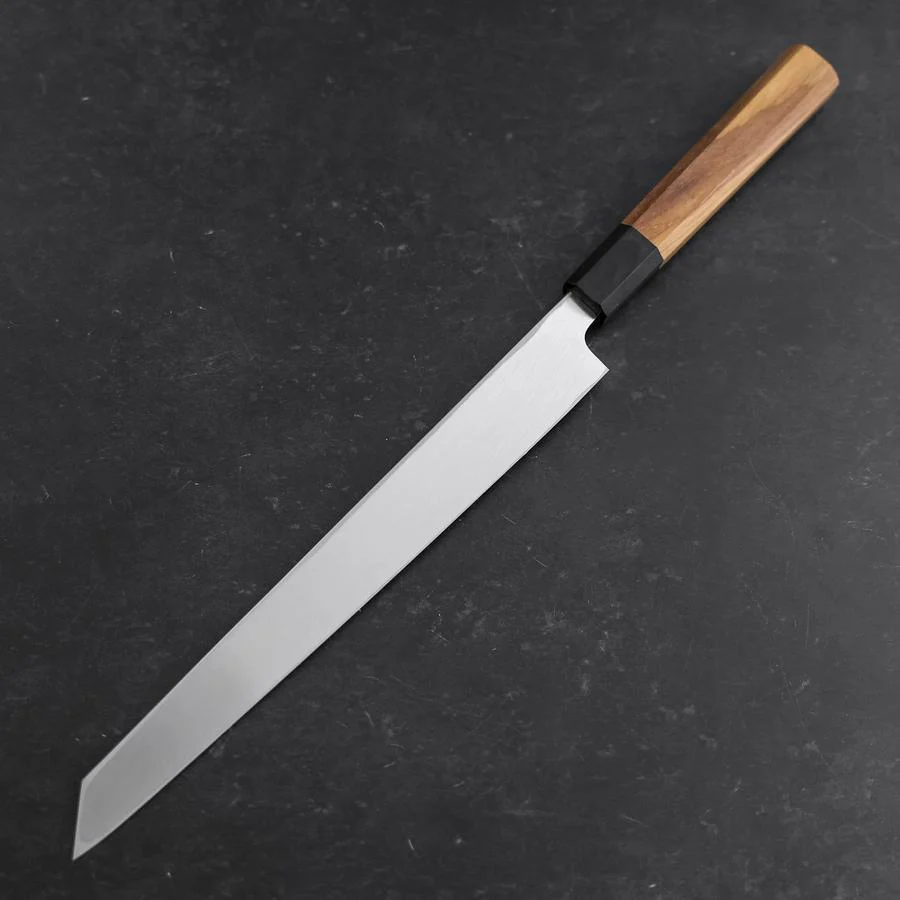 Yanagi Kiritsuke White Steel #2 Kasumi Büffelhorn und Teakholz Griff 270mm - Image 2
