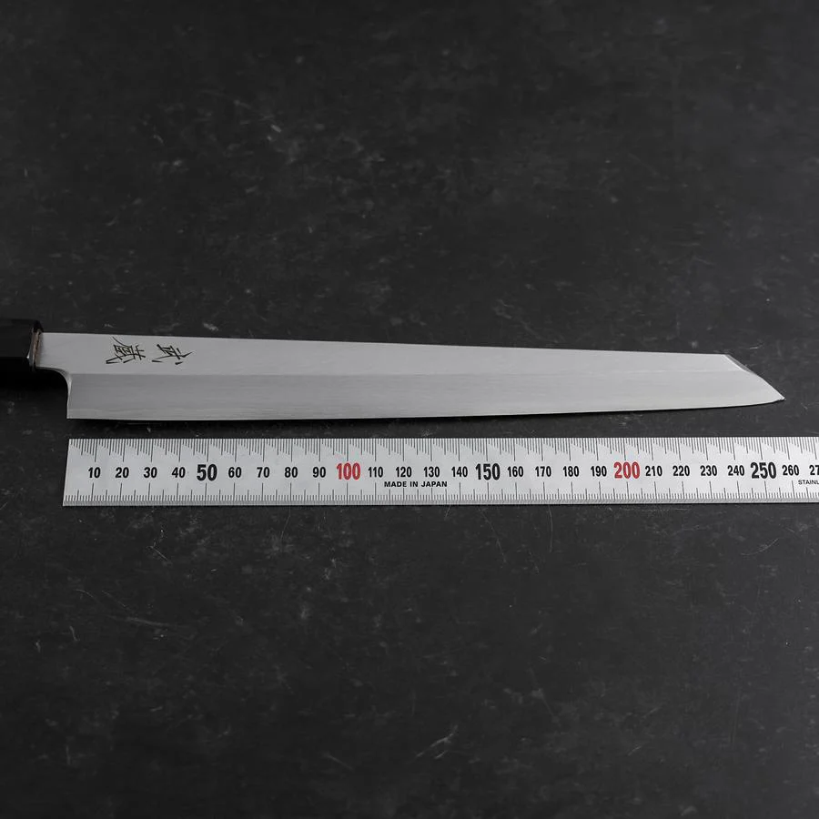Yanagi Kiritsuke White Steel #2 Kasumi Büffelhorn und Teakholz Griff 270mm - Image 7