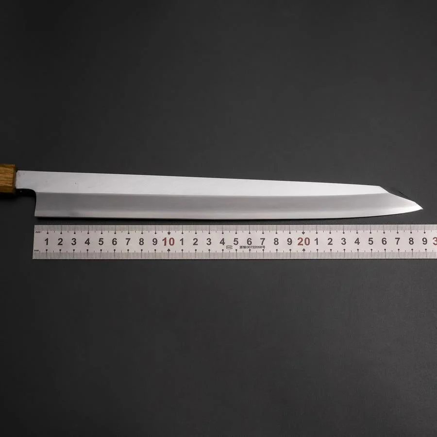 Yanagi Kiritsuke White Steel #2 Kasumi Yaki Urushi Griff 290mm - Image 7