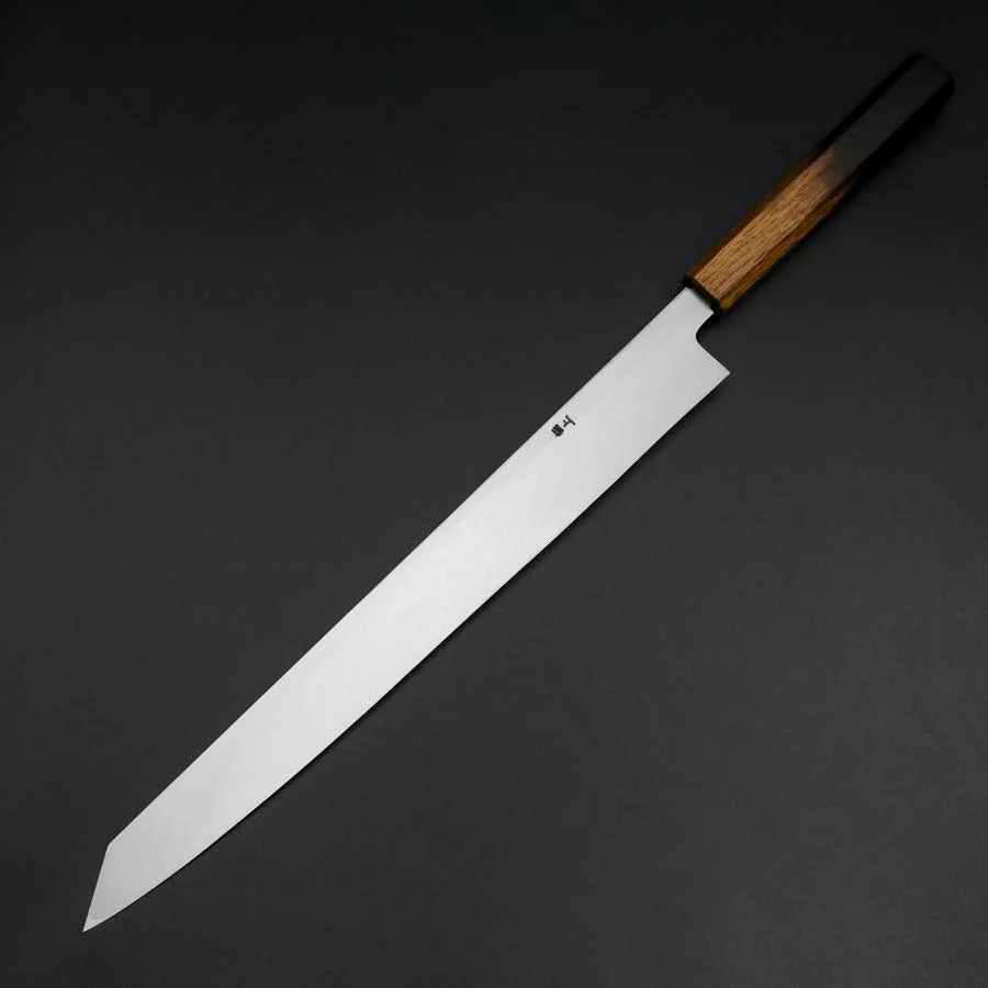 Yanagi Kiritsuke White Steel #2 Kasumi Yaki Urushi Griff 320mm - Image 2
