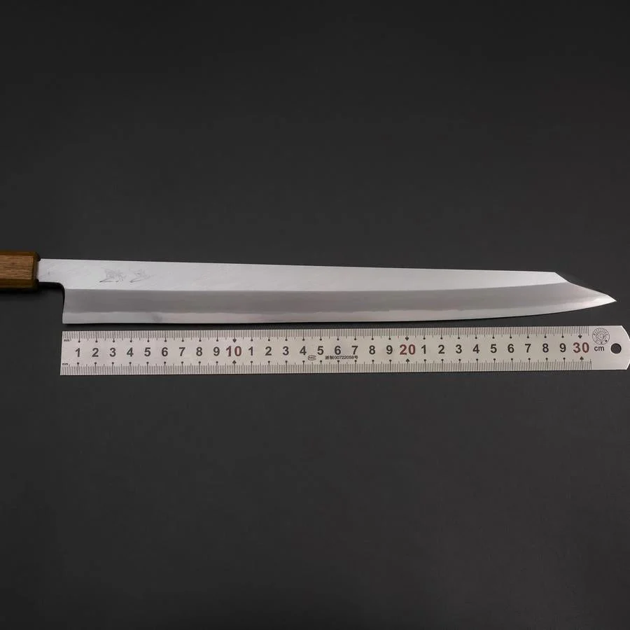 Yanagi Kiritsuke White Steel #2 Kasumi Yaki Urushi Griff 320mm - Image 7
