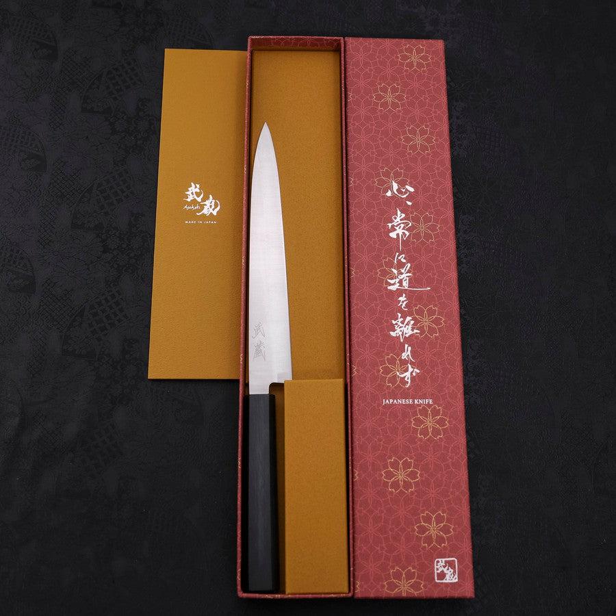 Yanagiba AUS-8 Poliert Dunkelblauer Urushi Griff 210mm - Image 8