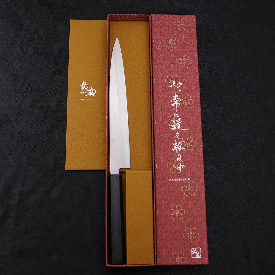 Yanagiba AUS-8 Poliert Dunkelblauer Urushi Griff 240mm - Image 8