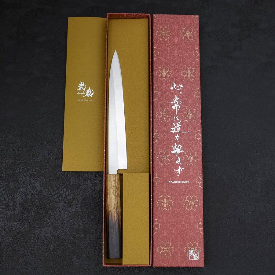 Yanagiba AUS-8 Poliert Yaki Urushi Griff 210mm - Image 8