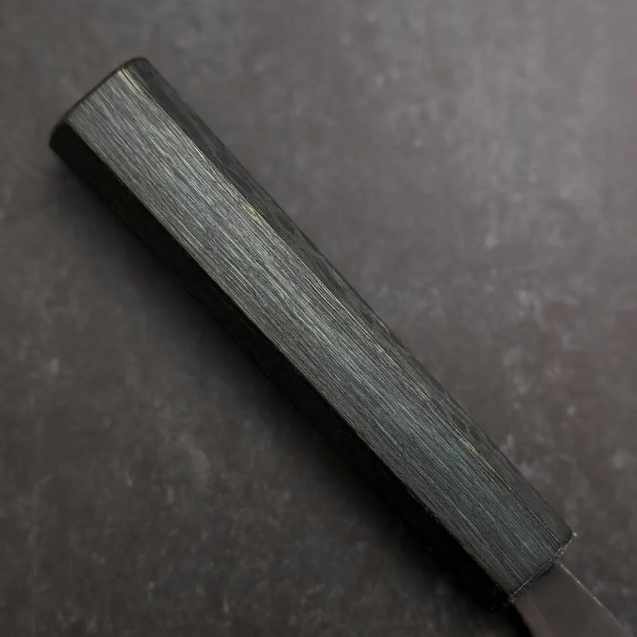 Gyuto Blue Steel #1 Kurouchi Dunkelblauer Urushi Griff 170mm - Image 6