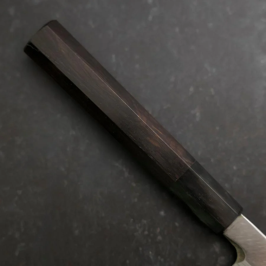 Yanagiba Blue Steel #2 Damast Büffelhorn und Ebenholz Griff 210mm - Image 6