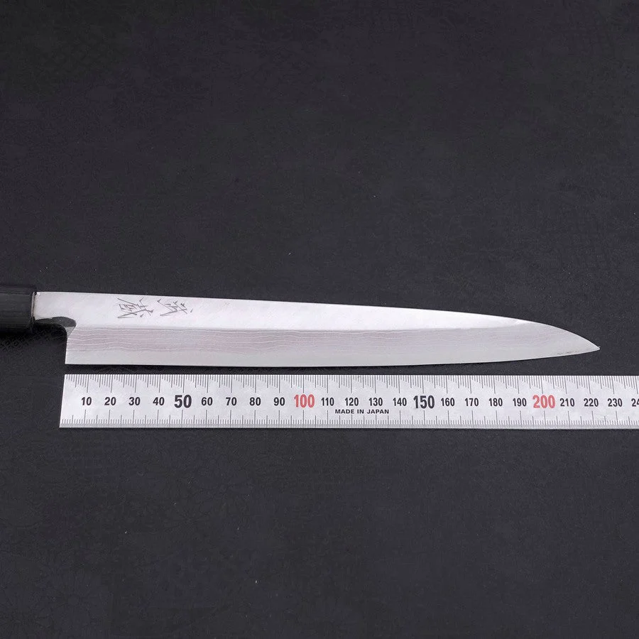 Yanagiba Blue Steel #2 Damast Rosenholz Griff 240mm - Image 7