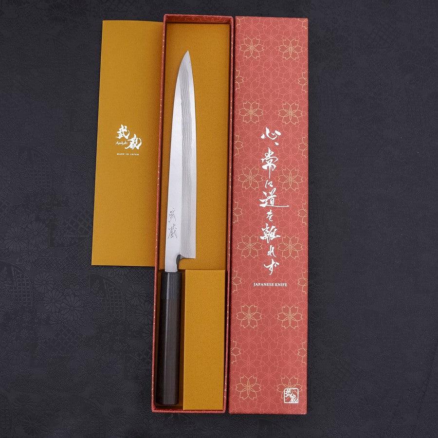 Yanagiba Blue Steel #2 Damast Rosenholz Griff 240mm - Image 8