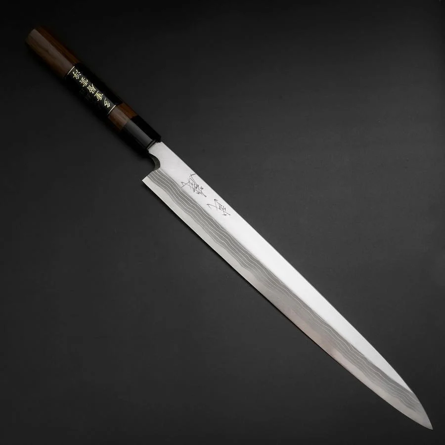 Yanagiba Blue Steel #2 Damast Rosenholz Griff 330mm