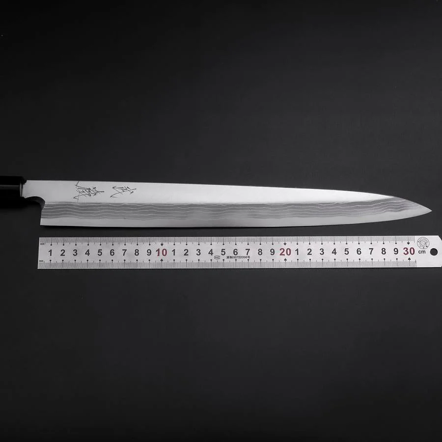 Yanagiba Blue Steel #2 Damast Rosenholz Griff 330mm - Image 7