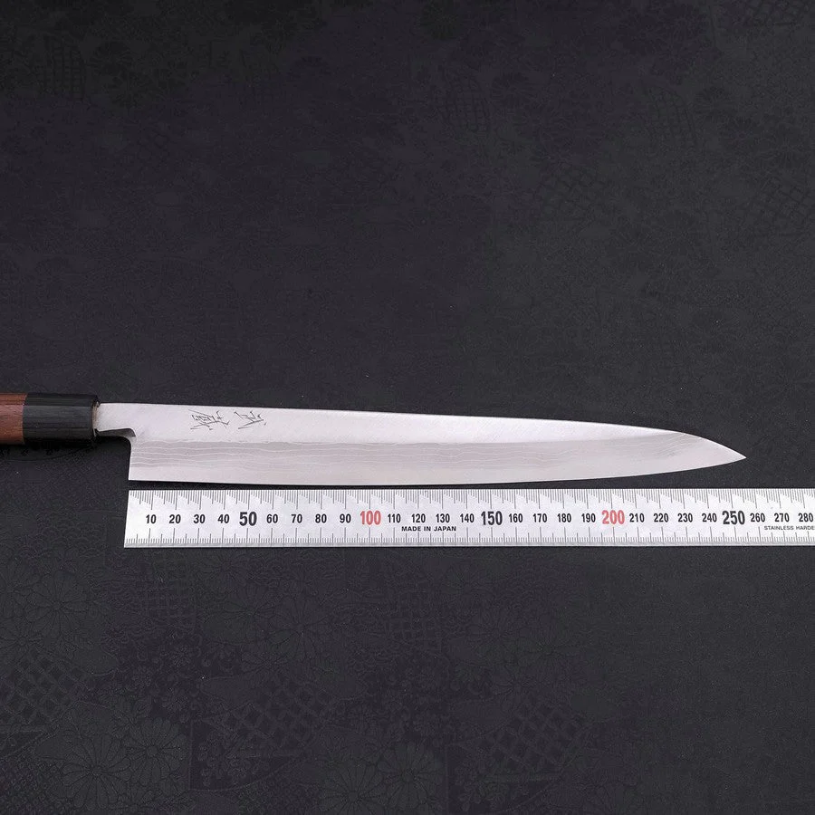 Yanagiba Blue Steel #2 Damast Rosenholz Griff 270mm - Image 7