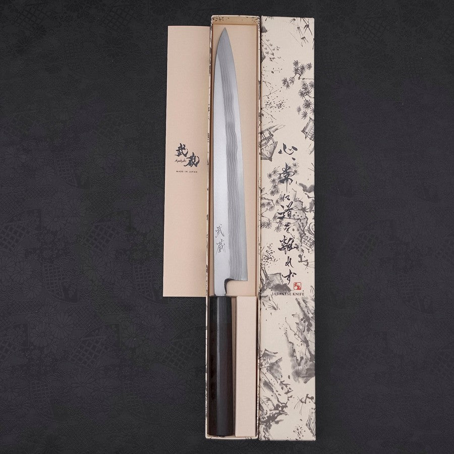 Yanagiba Blue Steel #2 Damast Rosenholz Griff 300mm - Image 8