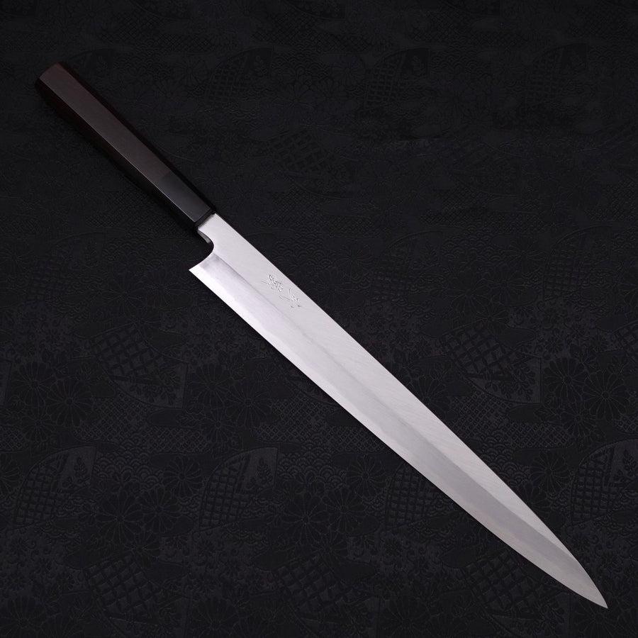 Yanagiba Blue Steel #2 Kasumi Büffelhorn und Ebenholz Griff 300mm