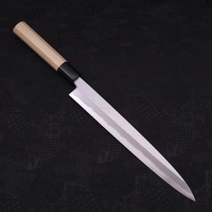 Yanagiba Blue Steel #2 Kasumi Büffelhorn und Magnolienholz Griff 240mm