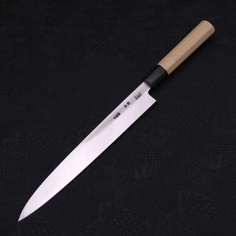 Yanagiba Blue Steel #2 Kasumi Büffelhorn und Magnolienholz Griff 240mm - Image 2
