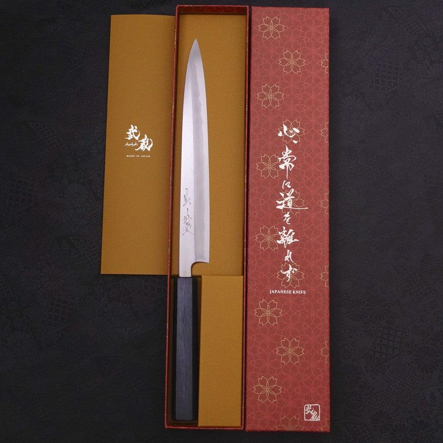 Yanagiba Blue Steel #2 Kasumi Dunkelblauer Urushi Griff 240mm - Image 7