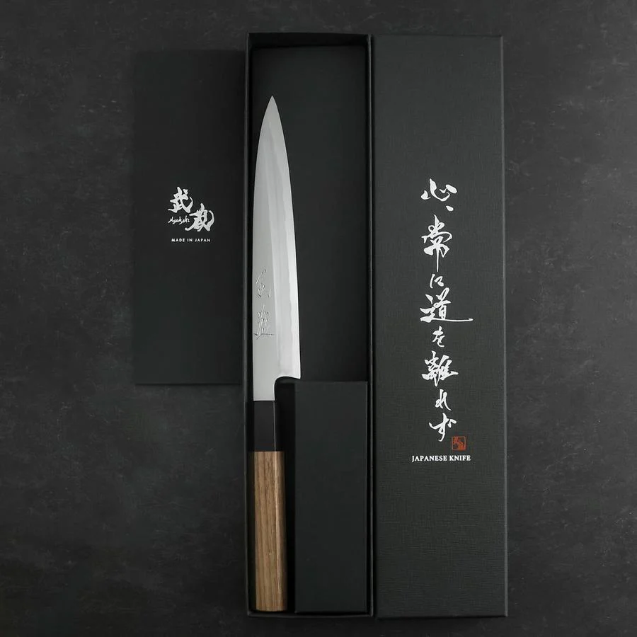 Yanagiba Blue Steel #2 Kasumi Walnussholz Griff 180mm - Image 8