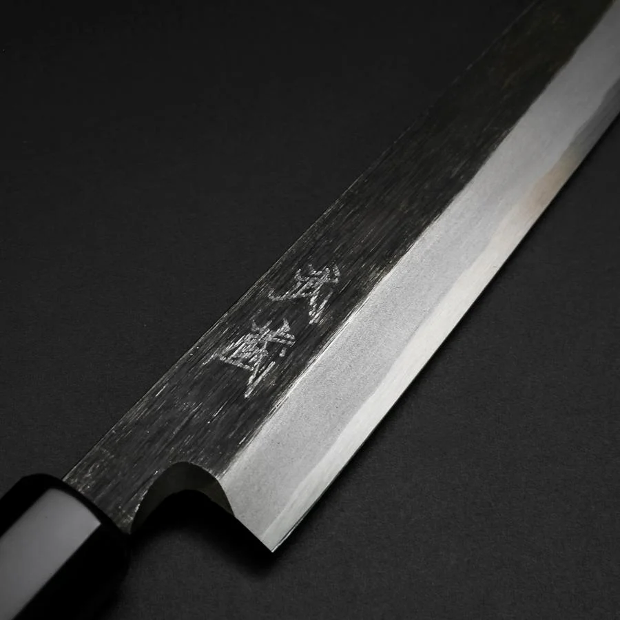 Yanagiba Blue Steel #2 Kurouchi Büffelhorn und Ebenholz Griff 210mm - Image 3