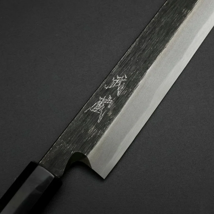 Yanagiba Blue Steel #2 Kurouchi Büffelhorn und Ebenholz Griff 240mm - Image 3