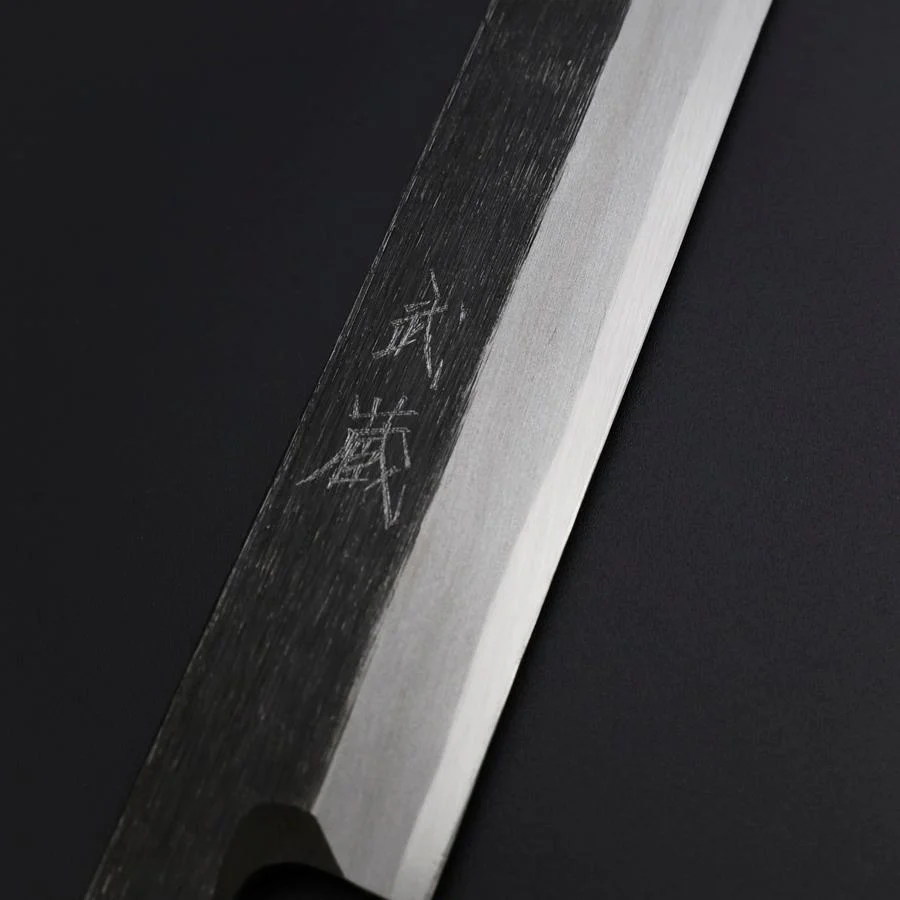 Yanagiba Blue Steel #2 Kurouchi Büffelhorn und Ebenholz Griff 260mm - Image 3